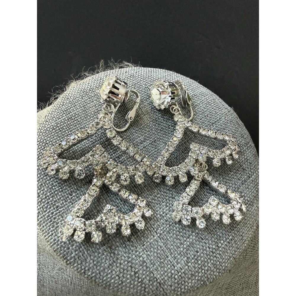 Vintage 1960s Hattie Carnegie Crystal Rhinestone Chandelier Earrings Signed